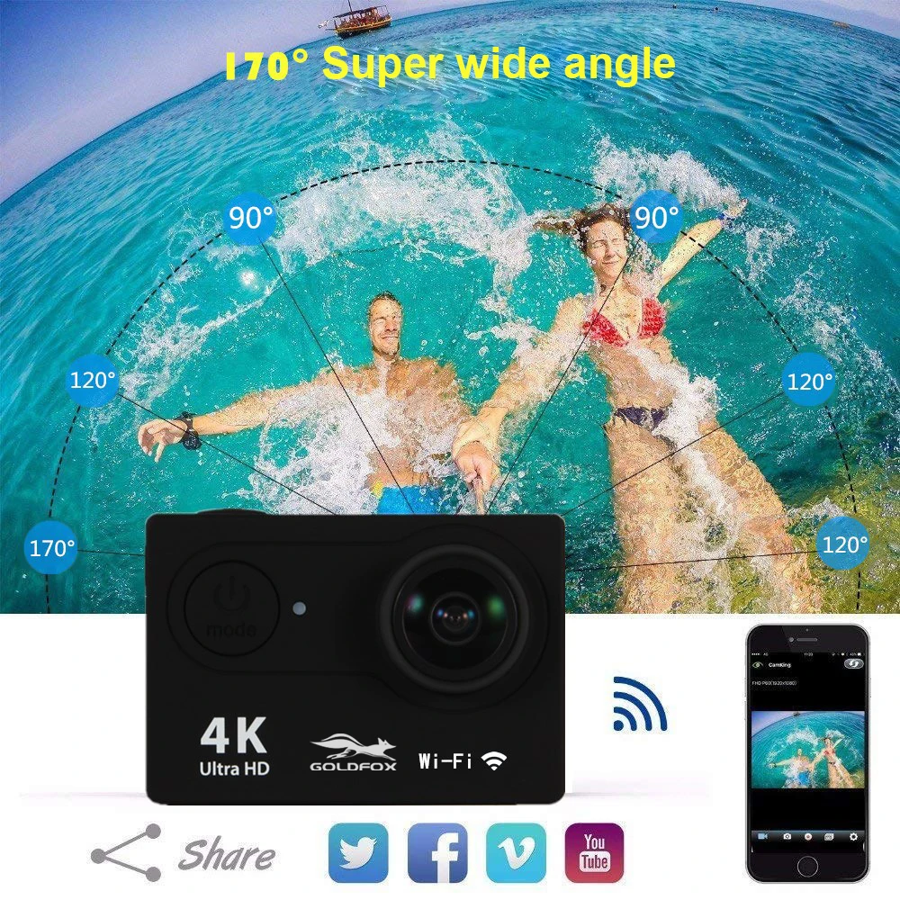 Экшн-камера H9R 4K с Wi-Fi и пультом дистанционного управления спортивный