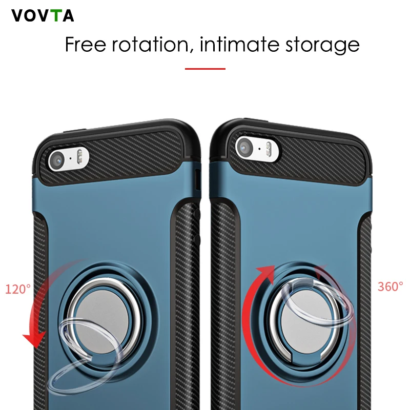 VOVTA роскошный противоударный чехол для iPhone 5 5S SE с металлическим кольцом прочный