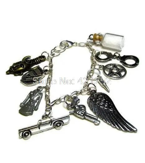 

6pcs Supernatural Full Hunter's Charm Bracelet silver tone Charms bracelet