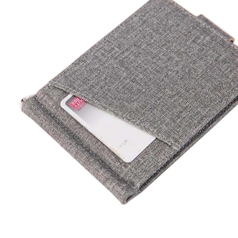 Light gray Повседневный мужской кошелек с зажимом для денег, короткий деловой двойной кошелек, Холщовый однотонный дизайнерский клатч, кошельки, мужской кошелек, держатель для кредитных карт, чехол - Цвет: Light gray