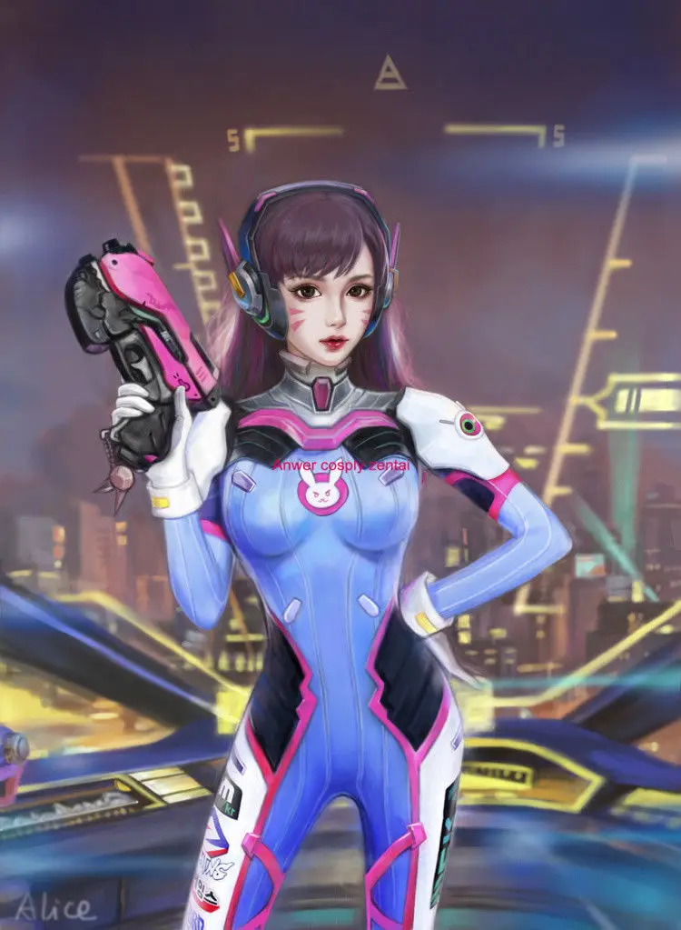Новые D. VA костюм 3D печати Классический dva кожи Хэллоуин Косплэй Zentai комбинезон