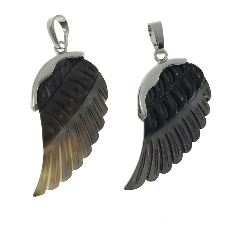 1 шт. Ретро этнический панк натуральный черный перламутровый кулон ручной резной