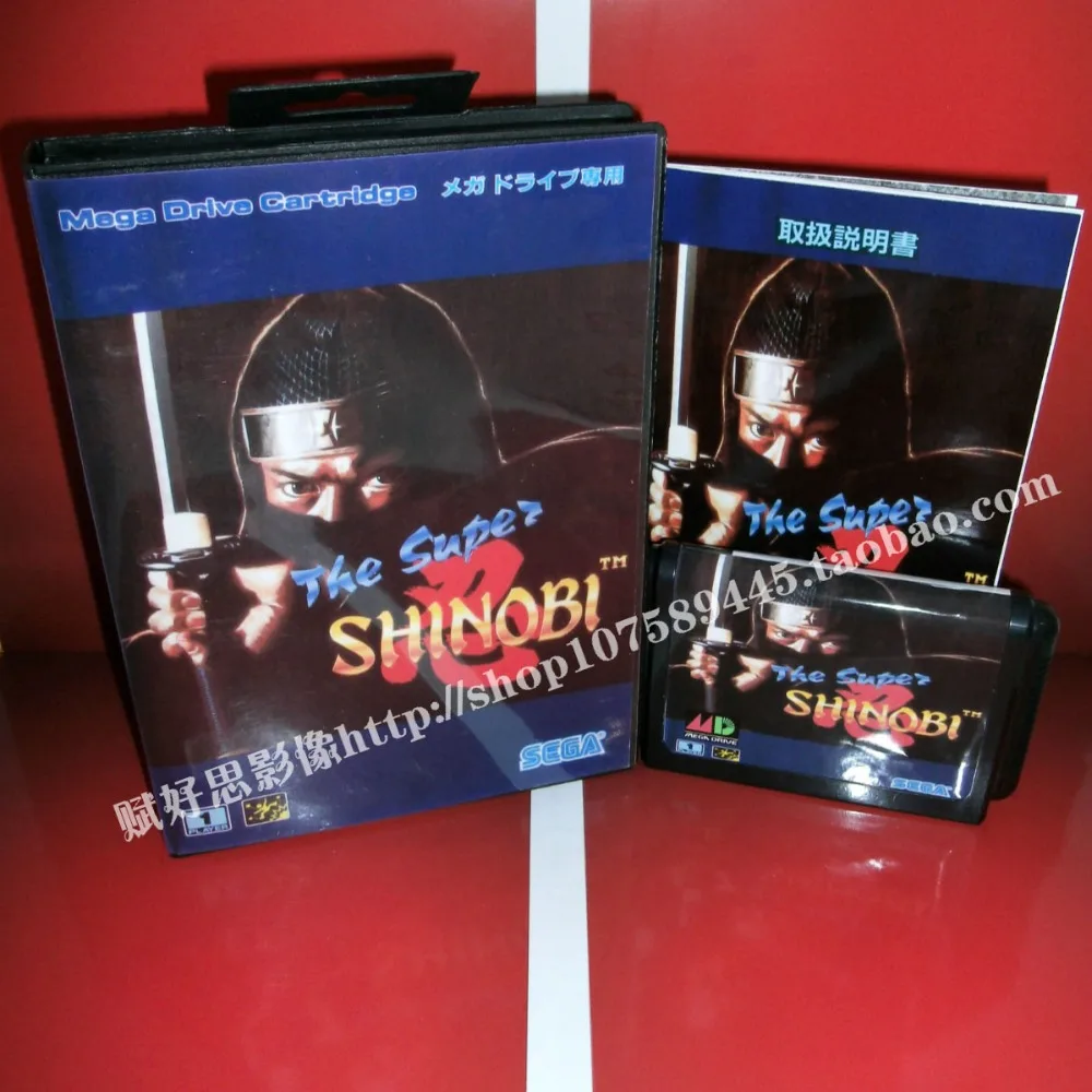 Sega MD-игры-супер shinobi с коробкой и руководством для 16 бит MD игровой картридж Megadrive