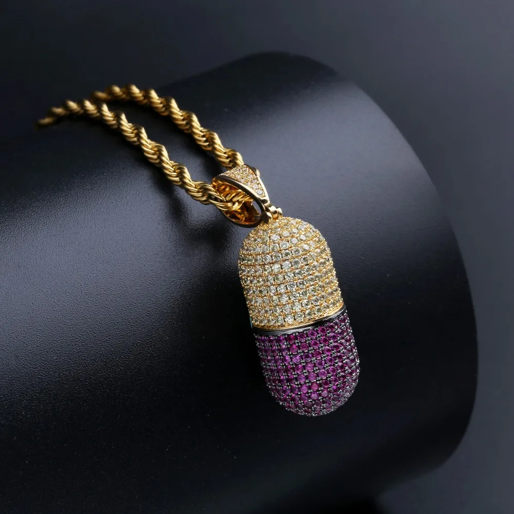 TOPGRILLZ открытый кулон-капсула Ожерелье Мужчины Iced Out CZ цепи хип-хоп/панк золотого цвета ювелирные подвески вечерние подарки