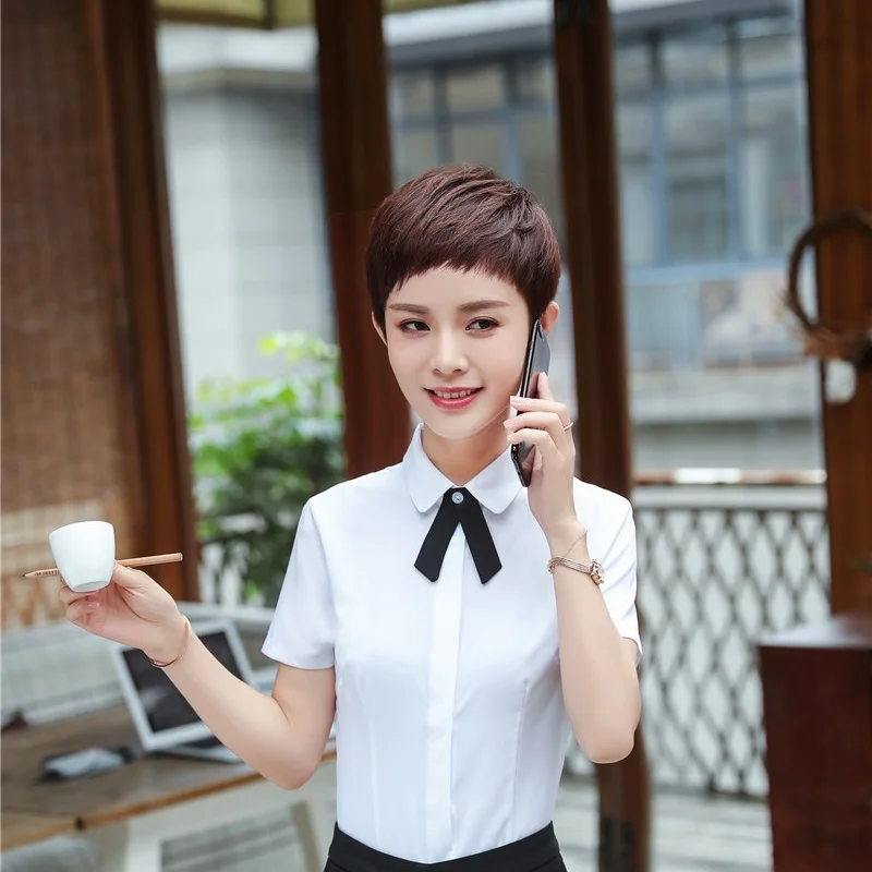 Летняя формальная форма стильные блузки и рубашки для женщин Деловая блузка