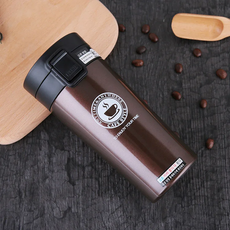A Coffee Горячая Мода 380 мл кофейные кружки из нержавеющей стали Изолированная бутылка для воды стакан Термос Чашка вакуумная колба Премиум путешествия кофейная кружка - Цвет: A Coffee