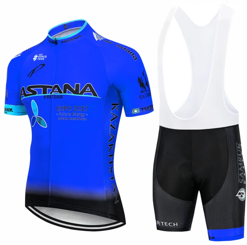 Cycling suit Новая синяя велосипедная майка Астана 12D набор велошорт Быстросохнущий велосипед для мужчин одежда команда pro кофта для велоспорта Culotte - Цвет: Cycling suit