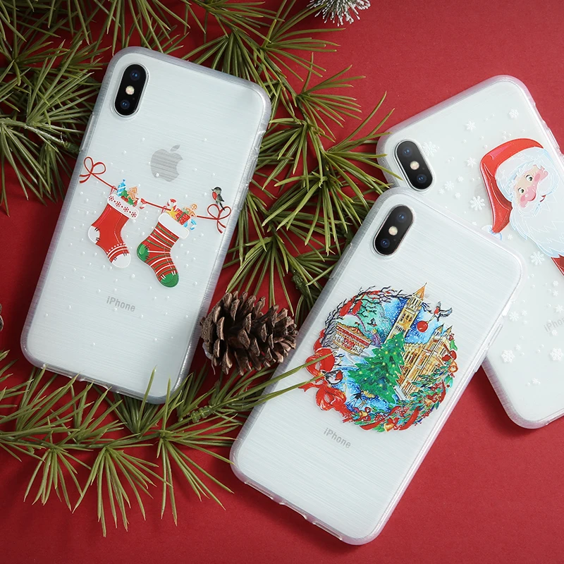 FLOVEME Рождественский чехол для iPhone XS Max XR X 8 7 6 s Plus 2020 Новый год телефона 6S Мягкий ТПУ