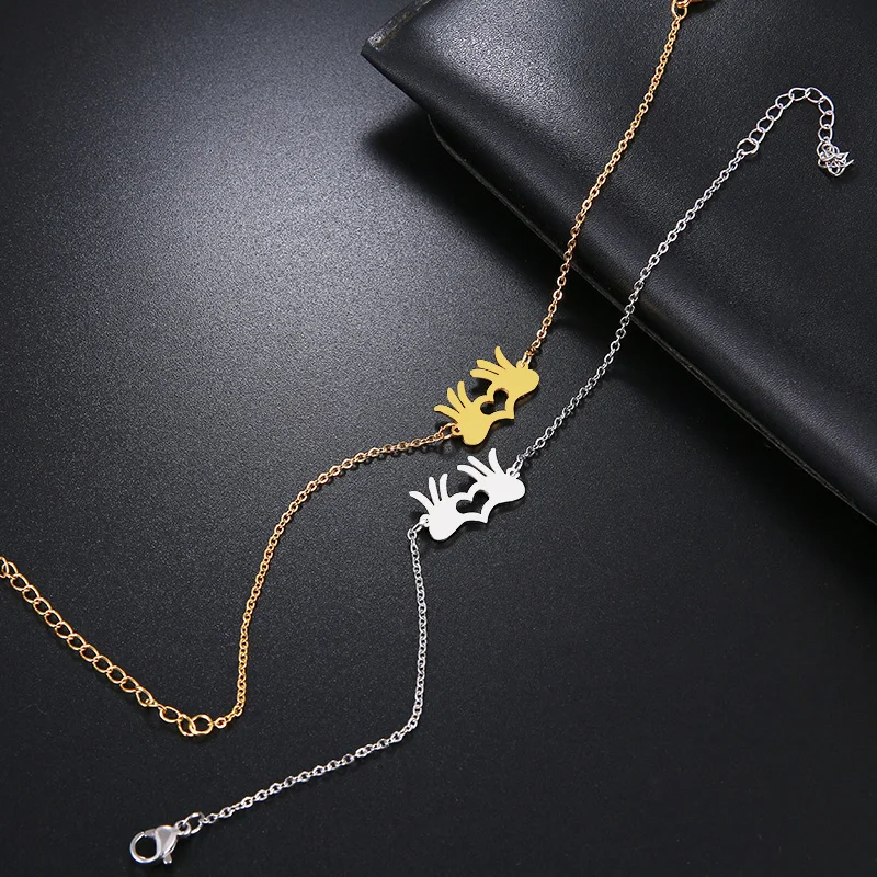DOTIFI Stainless Steel Bracelet For Women Gold And Silver Color Palm Heart Pulseira Feminina Lover's Engagement Jewelry | Украшения и