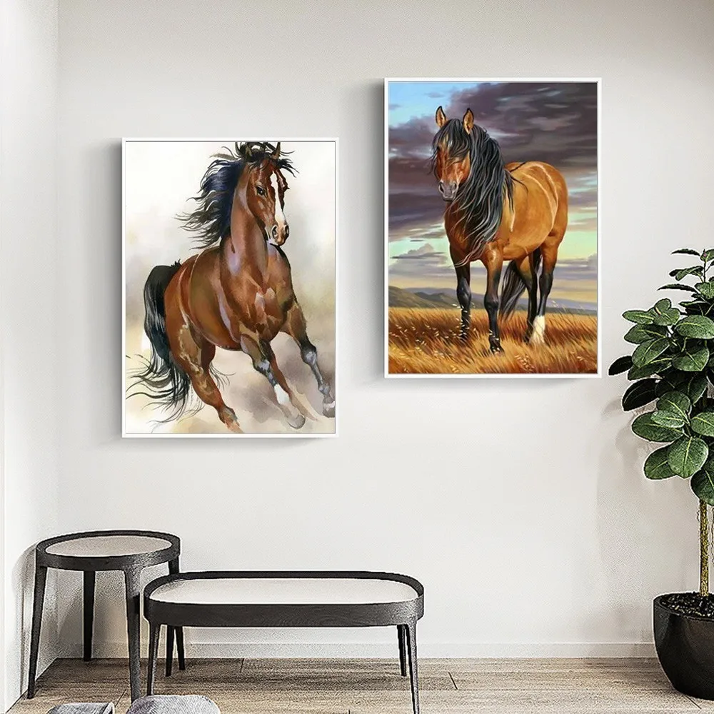 Huacan Алмазная вышивка Horse 5D DIY картина крестиком изображение мозаики стразами