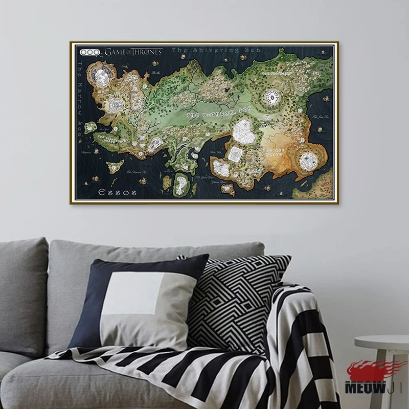 Posters Wall Art Printed Canvas Painting For Room Game of Thrones Map 7 Kingdoms Decoration Decor Picture | Дом и сад