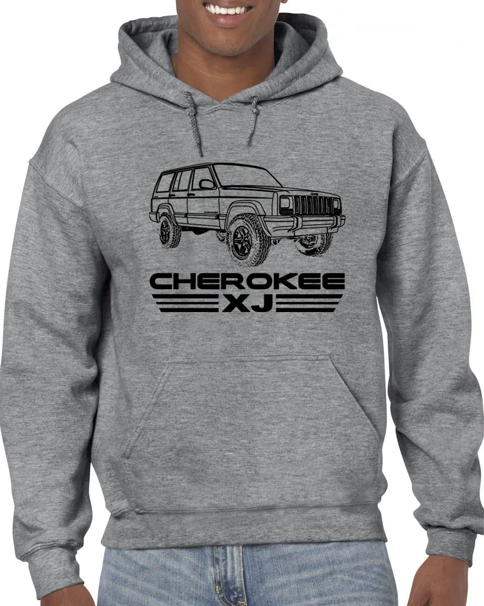 Серый Новые летние мужские горячие продажи мода Jeep Cherokee XJ MJ внедорожник 4X4 4,0 4WD на заказ худи Толстовка - Цвет: Серый