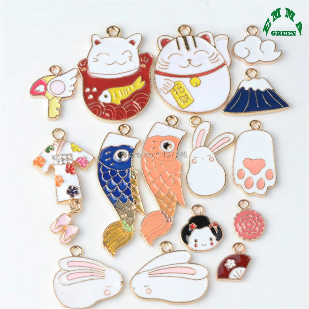 

Japanese Japan Cartoon Character Figure Enamel Charms Fashion Metal Charms Pendants For DIY Choker Jewelry Making Findings 10pc
