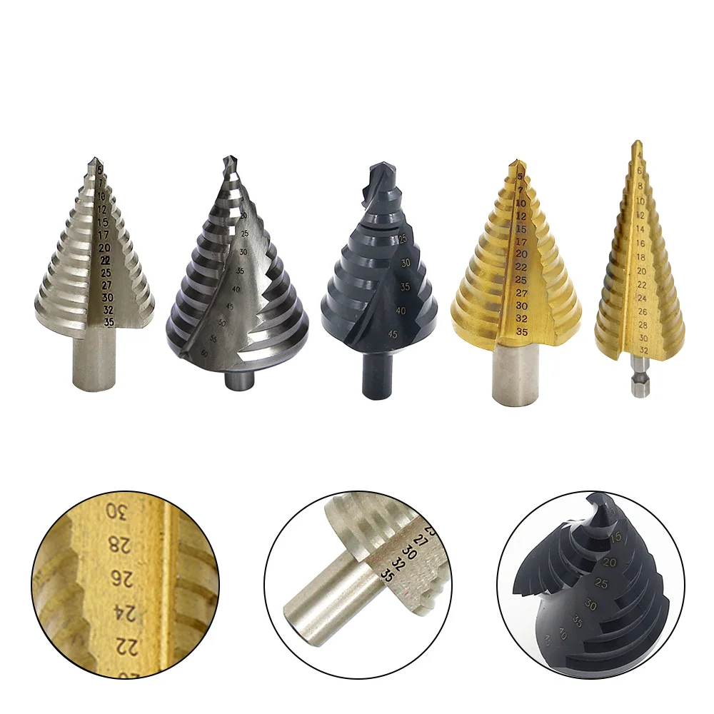 

Cone Step Drill Bit HSS Titanium Coated Drilling Power Tools 4-32mm HSS Titanium Hex Shank Step Cone Drill Bit Hole Saw Cutter