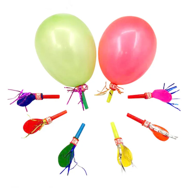 

50pcs Funny Colorful Whistle Balloons Party Supplies Noise Maker Birthday Festival Celebrations Kids Baby Children's Sound Toys