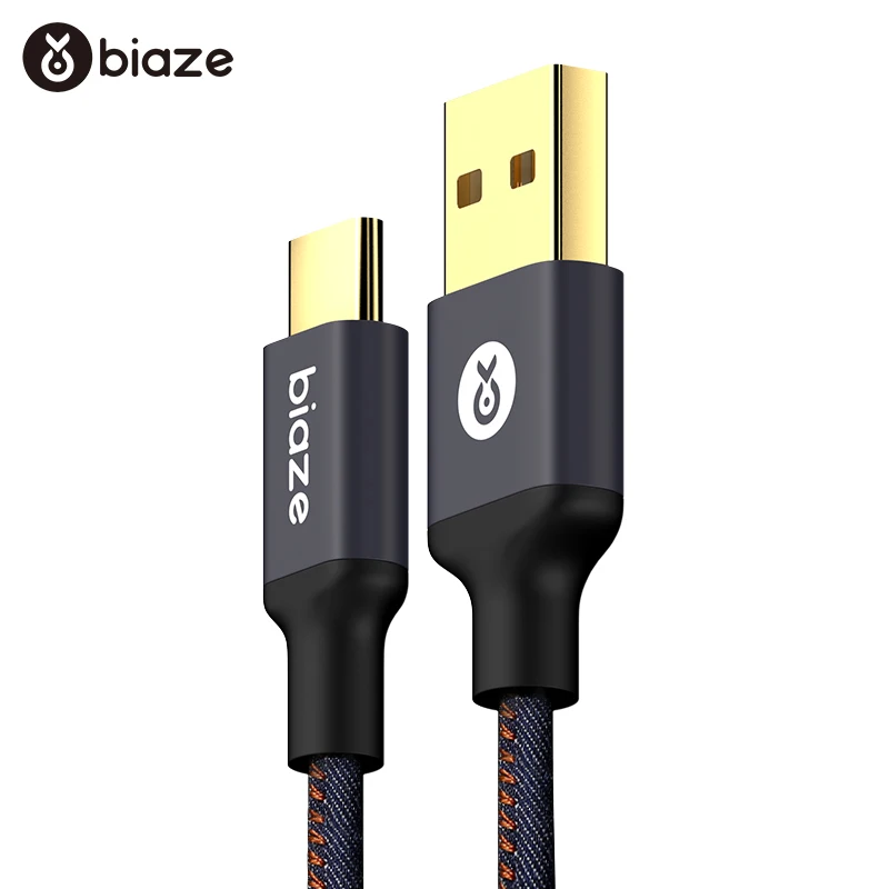 Синий Biaze usb type C кабель для передачи данных Быстрая зарядка usb c кабель type-c USB кабель для зарядного устройства для huawei Xiaomi Mi 8 samsung S9 S8 plus Note 9 8 - Цвет: Синий