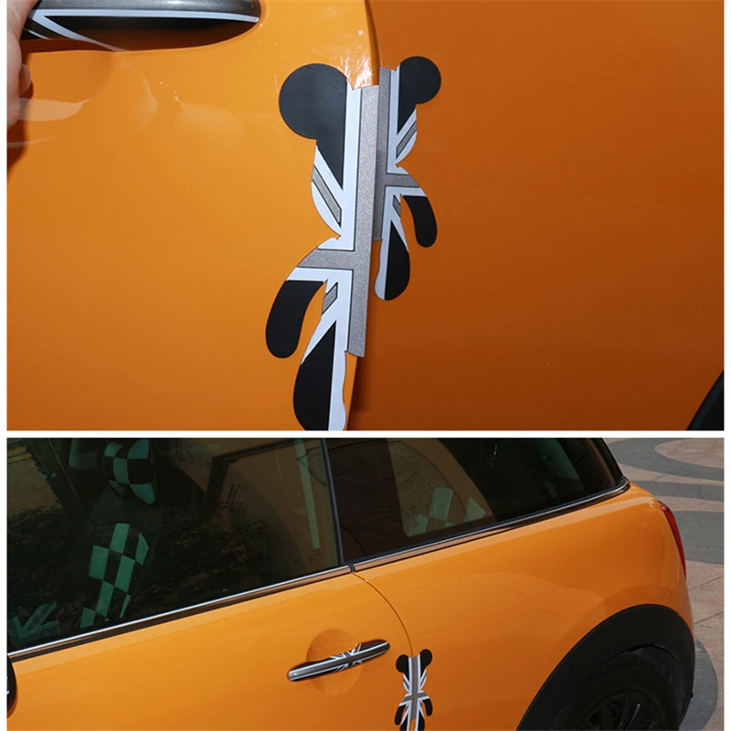 Симпатичная 3D наклейка с медведем защитная кромка двери автомобиля для VW bmw honda MINI