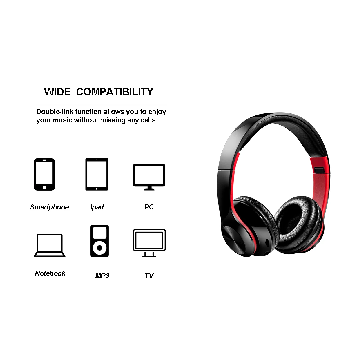 LONTENFY Hi Fi стереонаушники Bluetooth наушники Музыкальная гарнитура FM и поддержка sd