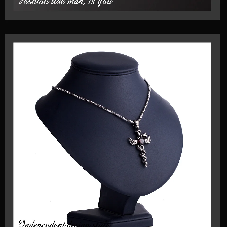 Personality Men's Vintage Stainless Steel Titanium Pendant Necklace Male Trendy Punk Charm Chain Necklaces Jewelry Accessories