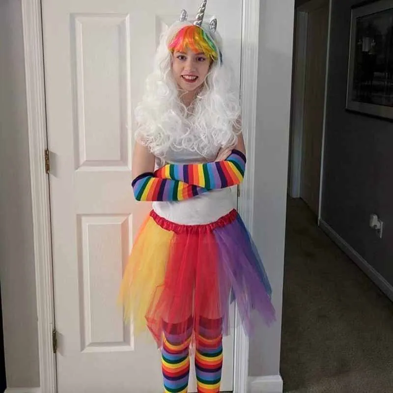 Повязка на голову с париком радужного единорога для косплея костюмы Хэллоуин