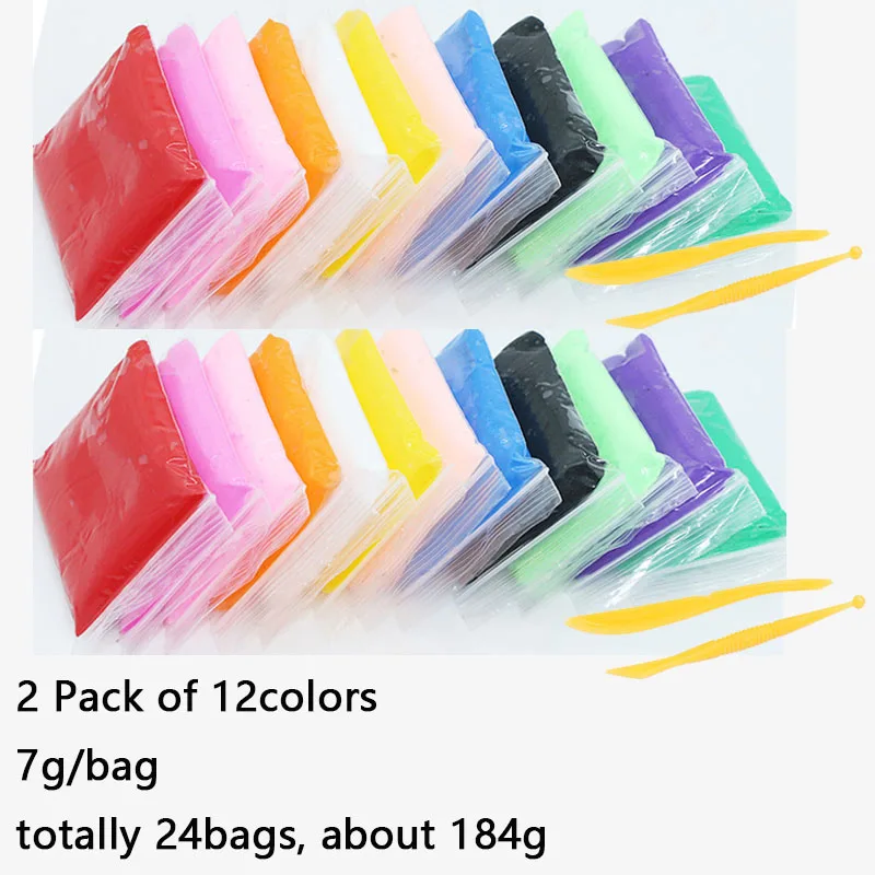 12colors x 2 24 цвета, светильник из глины, сухой на воздухе полимерный пластилин, пластилин для моделирования, супер светильник, сделай сам, мягкая креативная резинка на руку, образовательная глина, игрушки - Цвет: 12colors x 2