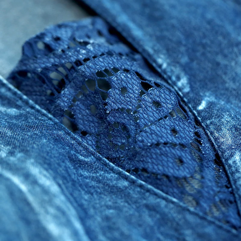 Женское джинсовое платье в стиле бохо винтажное этническом с длинным рукавом и