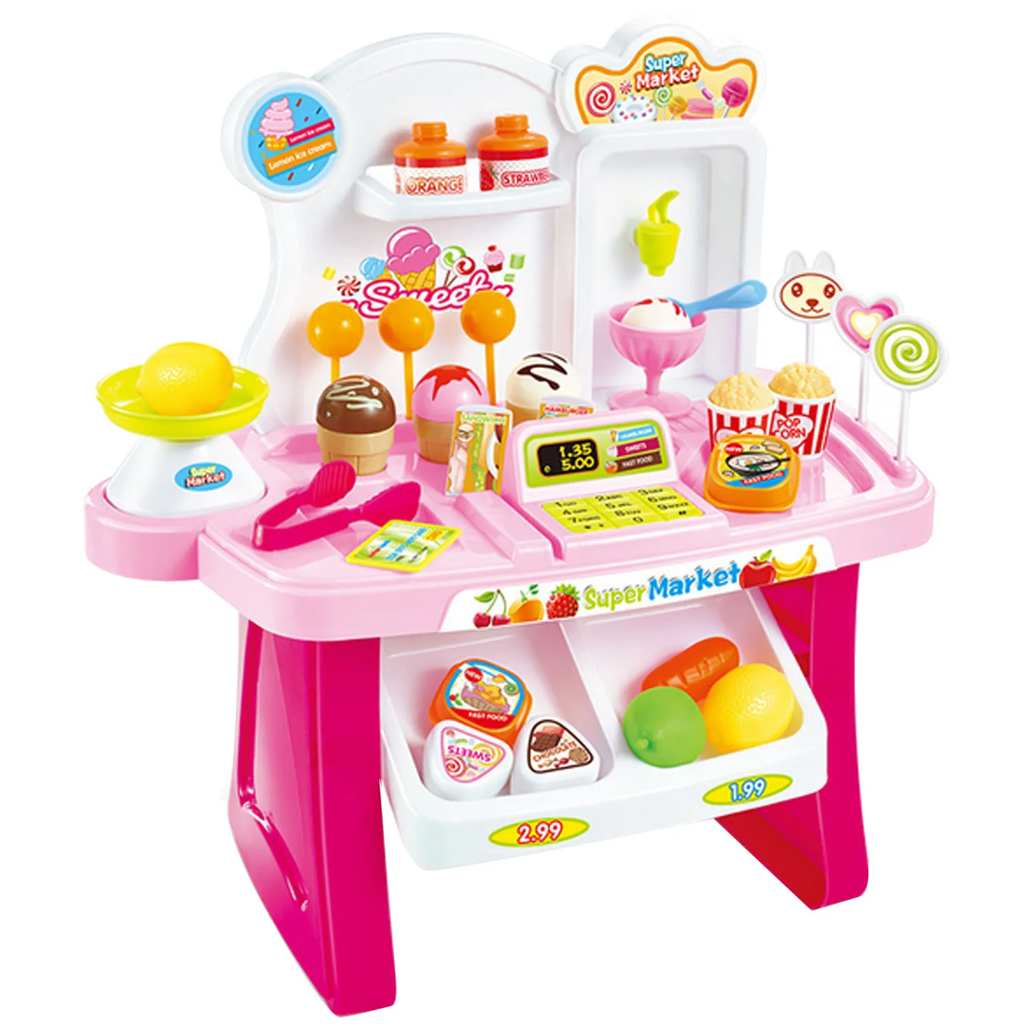 Детский миниатюрный кассовый аппарат тележка для магазина супермаркета Чековая