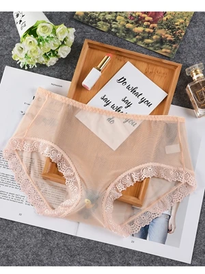 Хаки Ropa interior femenina Нижнее белье женские трусики размера плюс 4XL мягкие кружевные сетчатые полностью прозрачные и тонкие сексуальные трусики нижнее белье - Цвет: Хаки