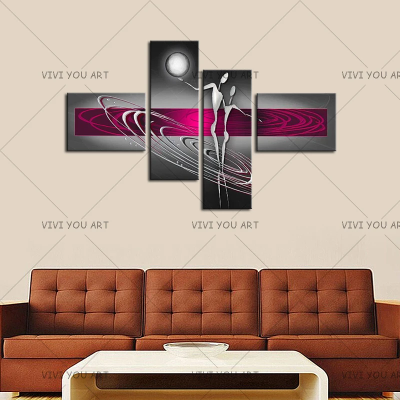 Домашний декор искусство 4 панели картины наборы ручная роспись граффити