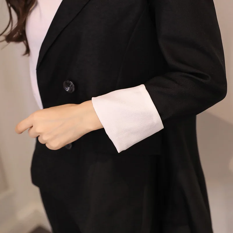 2018 new autumn and winter fashion solid color long-sleeved small suit + wide-leg pants elegant temperament casual two-piece sui | Женская