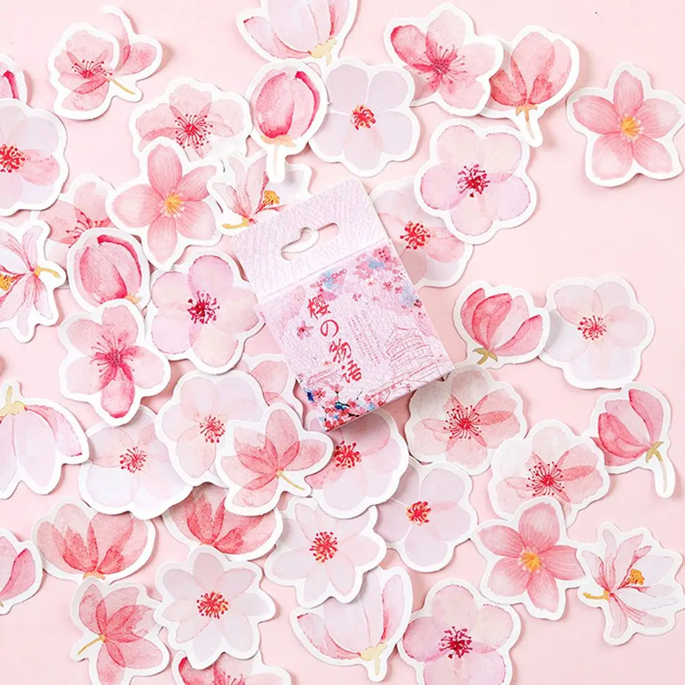 

45 pcs/pack Cherry Sakura Flowers Words Journal Decorative Stickers Adhesive Stickers DIY Decoration Diary Stationery Stickers