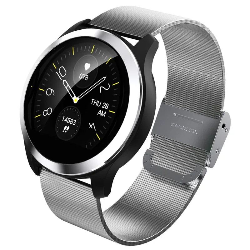 Silver steel Z03 Смарт-часы мониторинга сердечного ритма Сфигмоманометр IP68 Водонепроницаемый Часы Android IOS для мужчин и женщин умный Браслет pk Q8 - Цвет: Silver steel