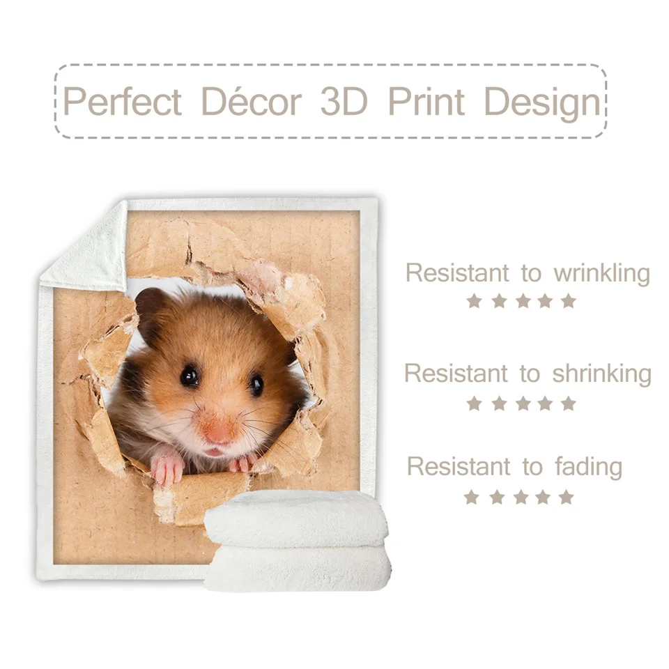 BeddingOutlet плед для хомяка одеяло с принтом на заказ 3D ярко-коричневое в виде мыши
