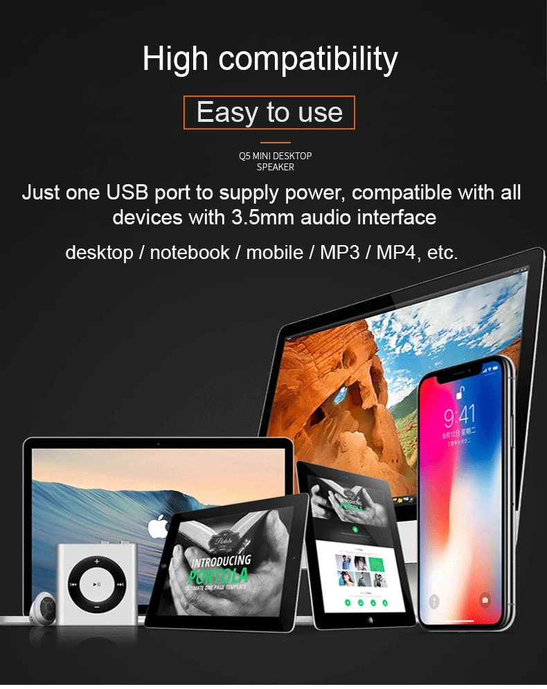 Мини-компьютерный динамик USB с двойным Рогом, проводной стильный громкоговоритель, ПК, музыкальный плеер, динамик s для ноутбука, ноутбука, телефона, настольного ПК