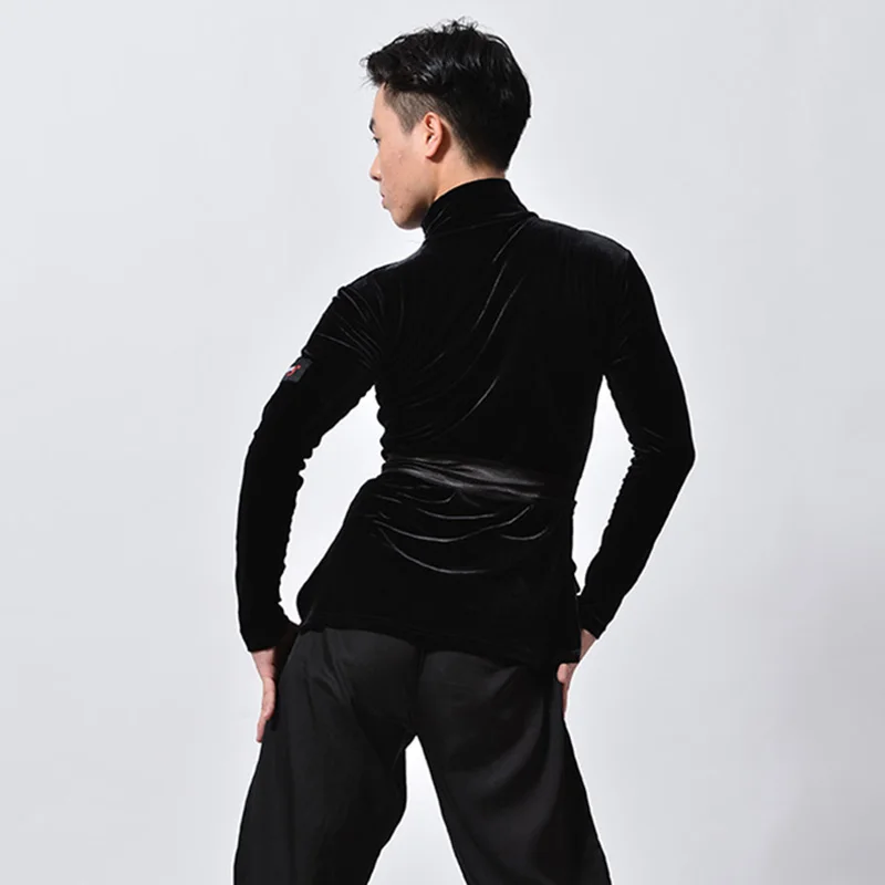 Топ для латинских танцев мужской вельветовый топ с высоким воротником и длинным