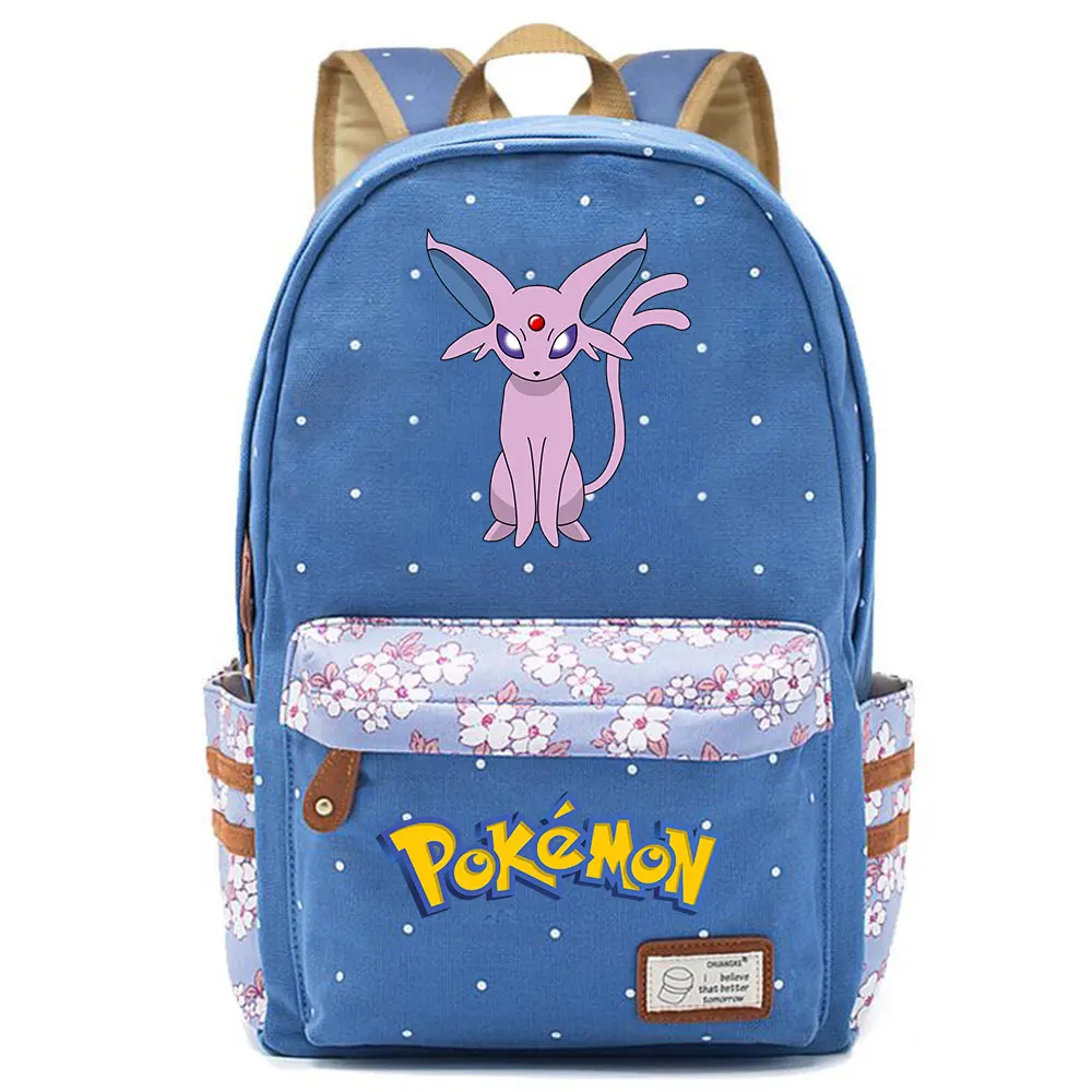 703CHK-21 Eevee Espeon Flareon Glaceon Jolteon школьная сумка в горошек для мальчиков и девочек, женская сумка, школьная сумка для подростков, Холщовый женский рюкзак - Цвет: 703CHK-21
