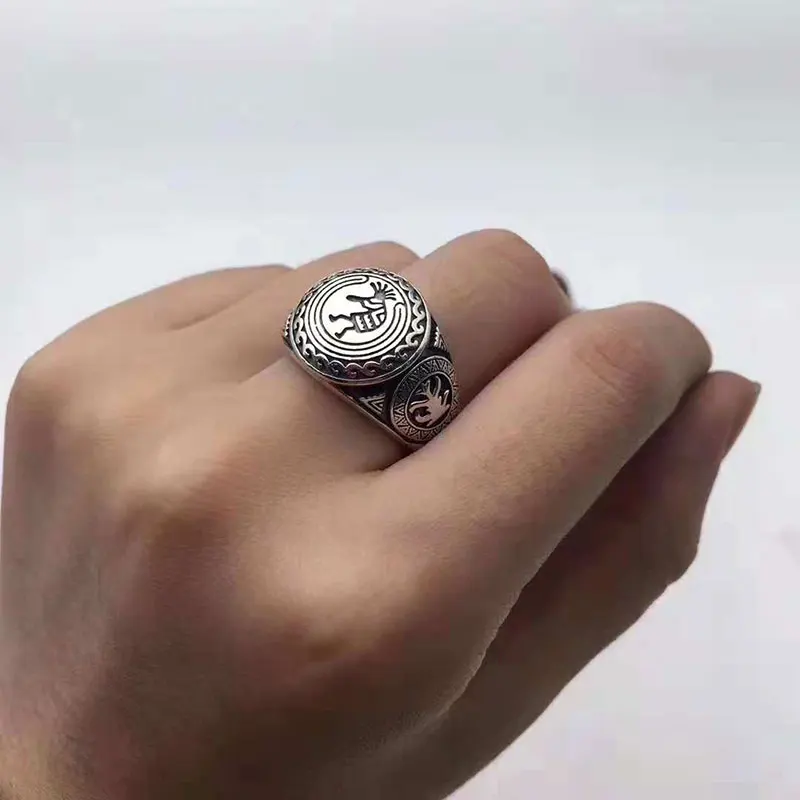SOQMO мужское Винтажное кольцо 100% Настоящее 925 пробы серебро индийские боги
