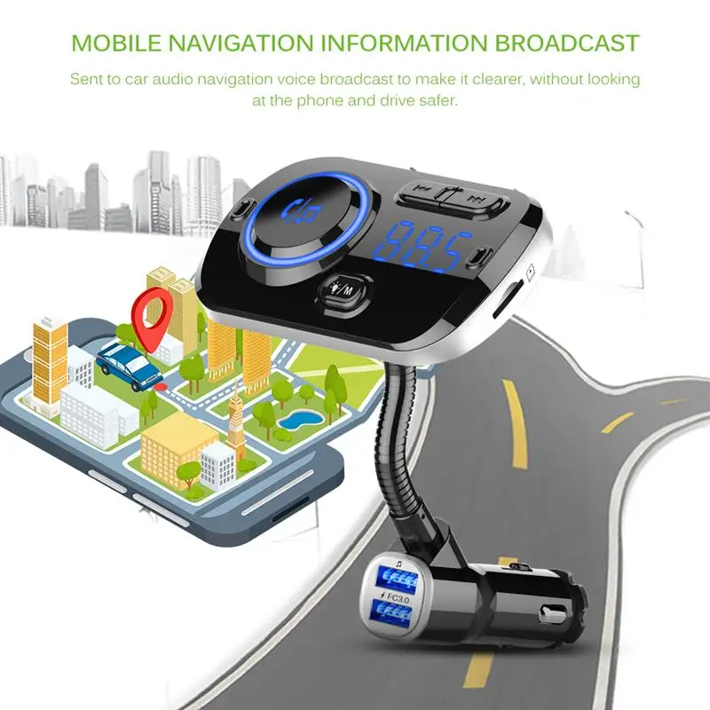 Беспроводной автомобильный fm передатчик двойной USB Bluetooth 5 0 Автомобильный MP3