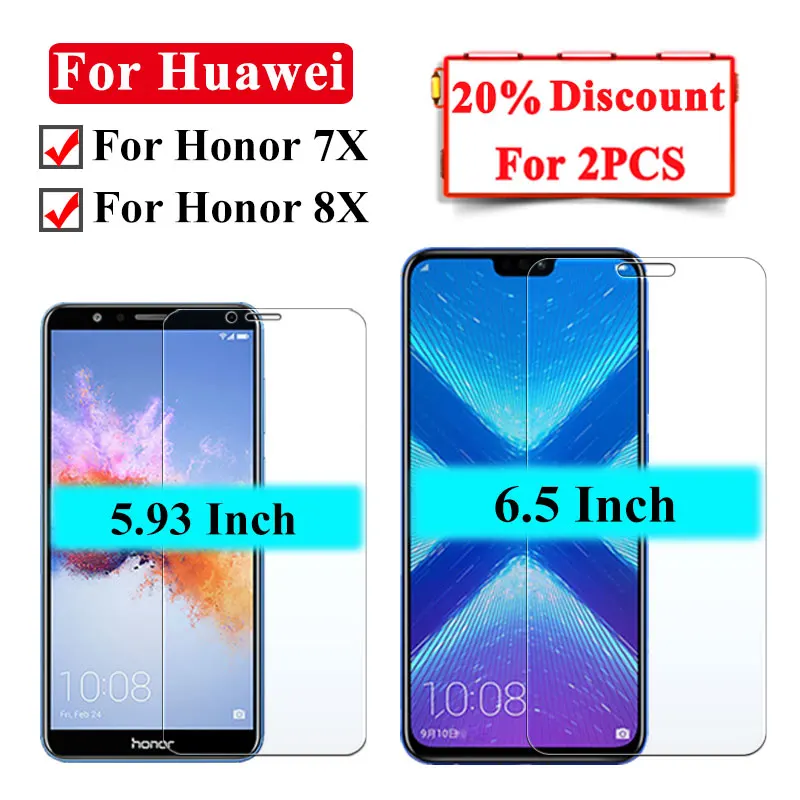 Защитное стекло на Honor 8X для Huawei 7X8X7 Защита экрана Huawai Xonor X8 X7 Huavei закаленное Броня