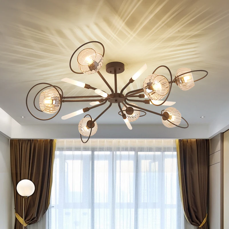 Постмодерн Золотая гостиная светодиодная люстра лампа минималистский арт