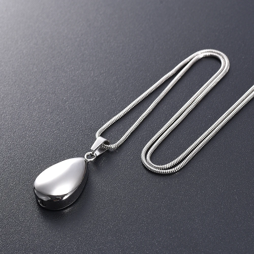 

Water Drop Cremation Jewelry For Ashes, Stainless Steel Engraving Memorial Urn Pendant Necklace Locket Keepsakes Urns For Women
