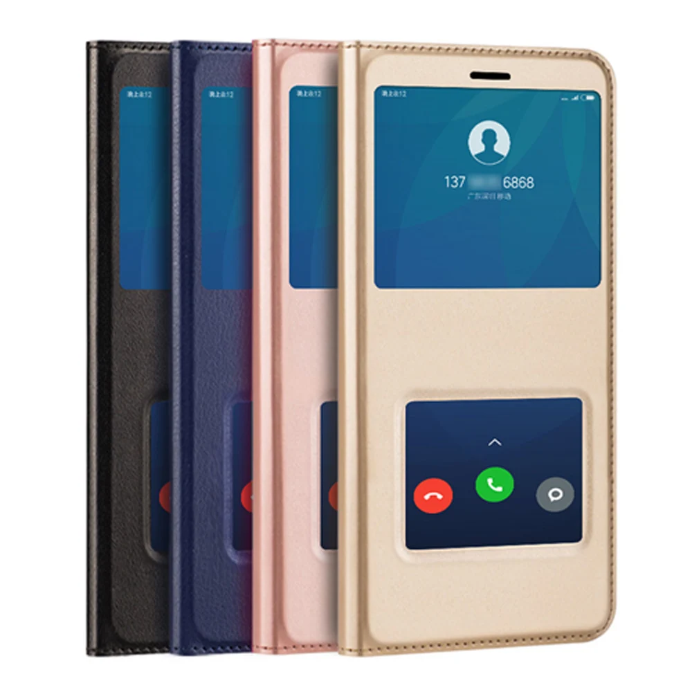 Кожаный чехол книжка для Xiao mi Red Note 7 6 Pro A 6A A2 Lite Note7 телефона с окошком|Чехлы-книжки|