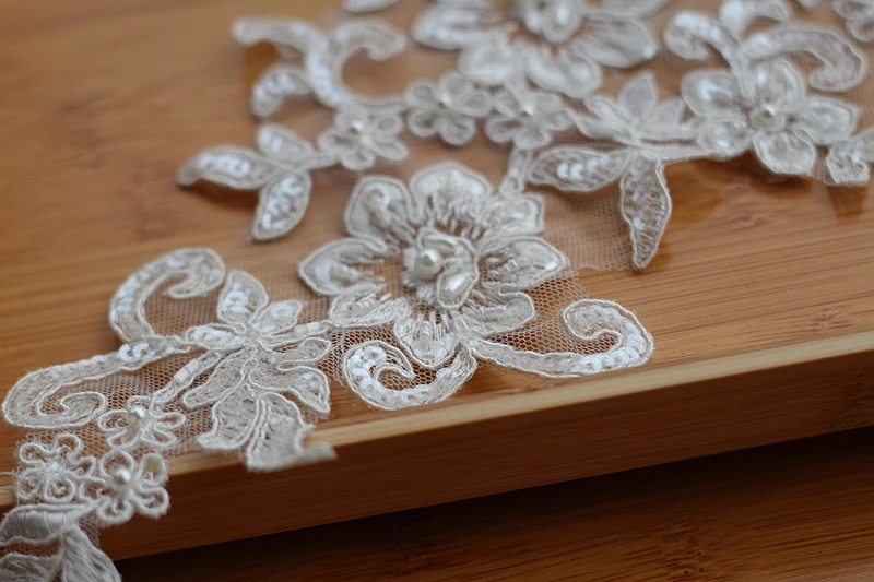 Женская Кружевная аппликация вышитая бисером нашивка для свадебных