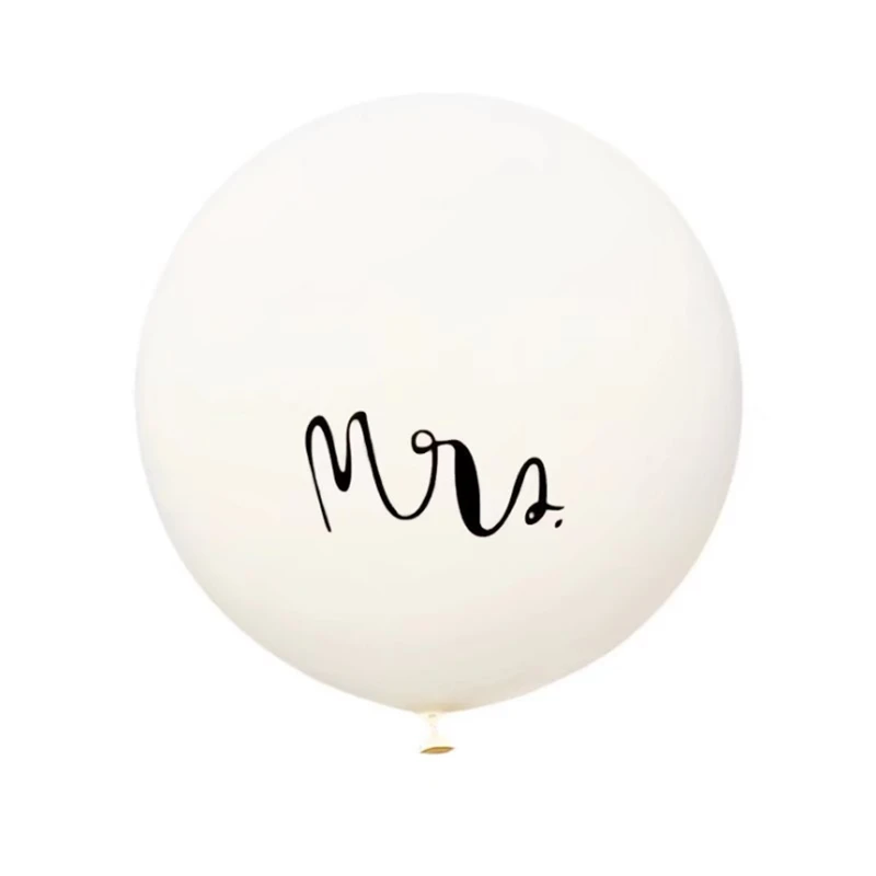 1pc Good Quality 36inch Round White Print Mr&ampMrs Latex Balloons Happy Birthday Wedding Valentine's Day Event Air Globos Supplies | Дом и