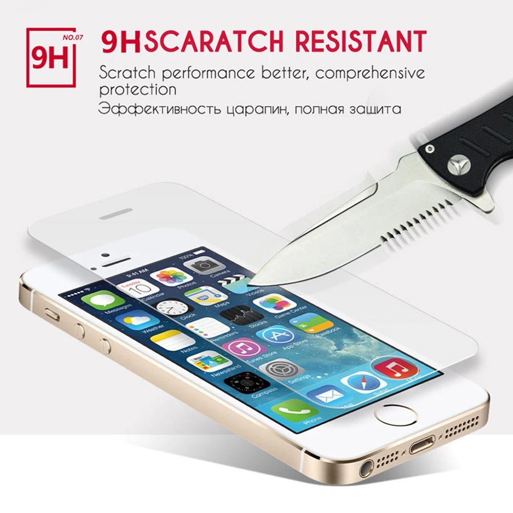 Защитное стекло для iphone 5 Защитная пленка экрана из закаленного стекла чехол 6 S 7 8