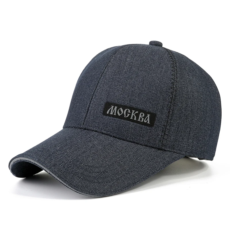 

Men's 100% Cotton Material Baseball Caps Adjustable Size Male Bone Snapback Letter Big Eaves Visor Cap Dad's Hat