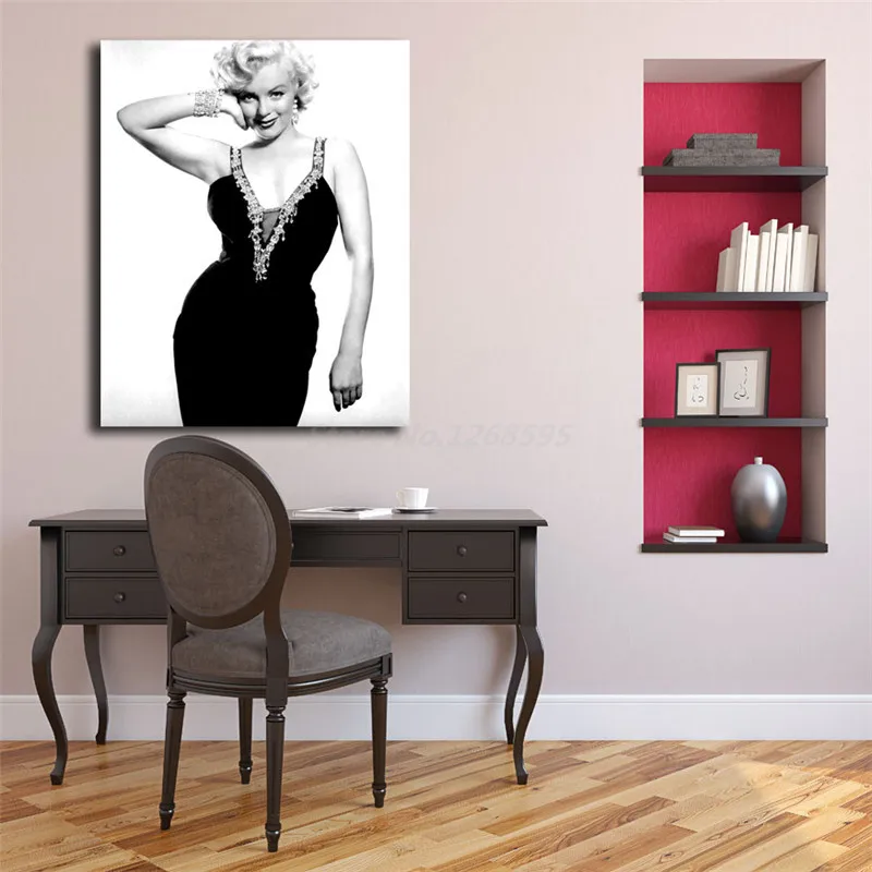 Плакаты Marilyns Monroes на холсте с черным платьем художественная картина стену