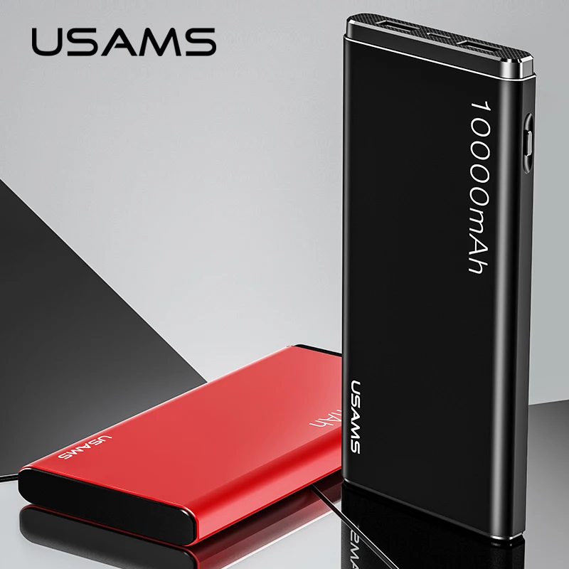 USAMS power Bank 10000 мАч для iPhone Xs max XR X 8 портативное Внешнее зарядное устройство Xiaomi Mi