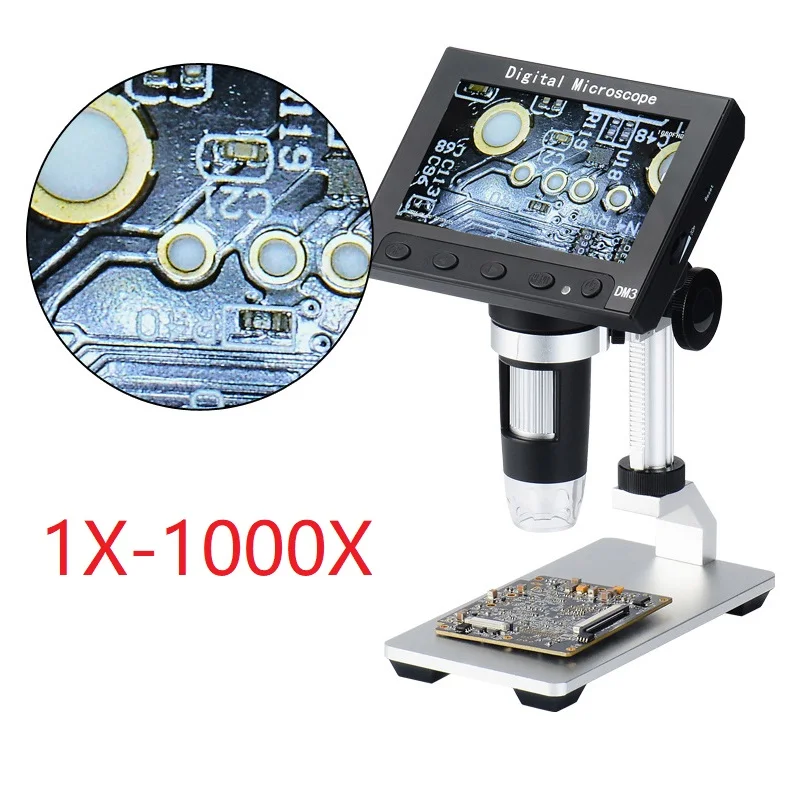 1X 1000X 4 3 дюймовый портативный USB электронный микроскоп ЖК цифровой светодиодный