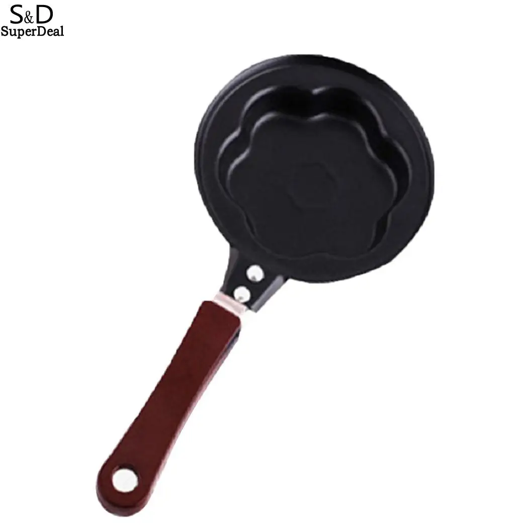 black plum Мини сковорода для яиц ручной Кухня с антипригарным покрытием омлетный блин пресс-формы инструмент черный - Цвет: black plum